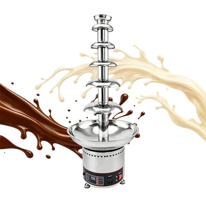 Commercial Chocolate Fountain Machine, Chocolate Fountains for Parties Weddings and Parties 4 Tier Chocolate Fountain Machine for Melts Cheese, Queso, Candy and Liqueur (5 Tier)