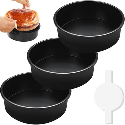 BakerChef 8 Inch Cake Pan Set of 3, Nonstick Round Cake Pans with 110 PCS Parchment Paper, Non-Toxic Carbon Steel Cake Baking Pans, Dishwasher Safe