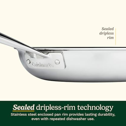 Cuisinart FusionElite+ Hybrid Tri-Ply Stainless Steel Skillet, 10″ Skillet Frying Pan with PURELYSEAR Ceramic Technology, Scratch Proof, Cool Grip Handles, Dishwasher Safe