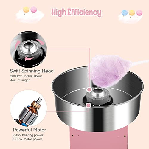 ROVSUN 21 Inch Cotton Candy Machine Commercial, Candy Floss Maker Electric Cotton Candy Maker w/Stainless Steel Bowl, Sugar Scoop and Large Storage Drawer for Home Party Carnival