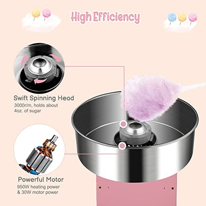 ROVSUN 21 Inch Cotton Candy Machine Commercial, Candy Floss Maker Electric Cotton Candy Maker w/Stainless Steel Bowl, Sugar Scoop and Large Storage Drawer for Home Party Carnival
