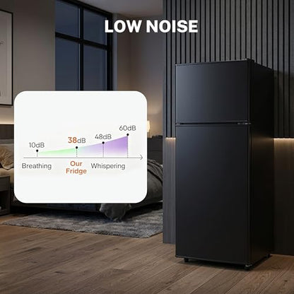 3.2 Cu.Ft Mini Fridge with Freezer, 2 Door Small Refrigerator with Adjustable Thermostat Energy-efficient Low Noise, Compact Fridge for Bedroom, Office, Dorm, Matte Black