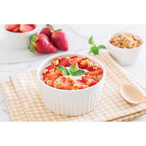 HIC Kitchen Souffle Ramekin, Fine Porcelain, For Baking Custards, Souffles, Side Dishes, And Desserts, 6-Ounce Capacity, Set of 6
