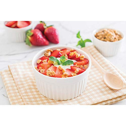 HIC Kitchen Souffle Ramekin, Fine Porcelain, For Baking Custards, Souffles, Side Dishes, And Desserts, 6-Ounce Capacity, Set of 6