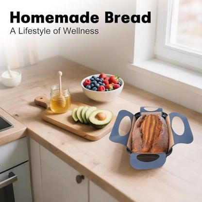 Foepoge Loaf Pan with Liners Set: 2-Pack Nonstick 9 x 5 Inch Bread Pan and Loaf Liners for Homemade Oven Baking - Rectangular Baking Tray for Kitchen Home Baker Make Sourdough Banana Sandwich Bread