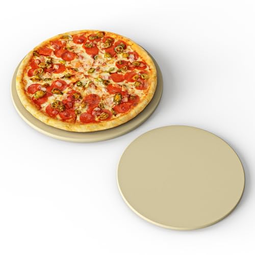 SafBbcue Pizza Stones for Blackstone 6825 Pizza Oven Accessories, Pizza Cooking Stone Set of 2 Includes Top and Bottom Stones for Blackstone 2-Stone Pizza Oven Replacement Parts, 16" & 13" Round