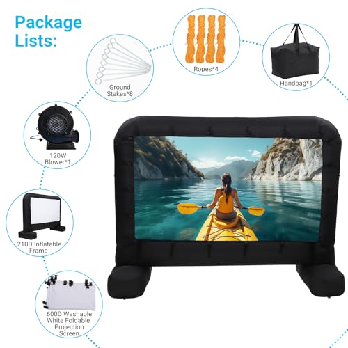 Hipicute Inflatable Movie Projector Screen 17Ft, Outdoor Movie Screen with Quiet Air Blower & Storage Bag, Supports Front/Rear Projection, Easy Setup, Ideal for Home Theater, Movie Nights