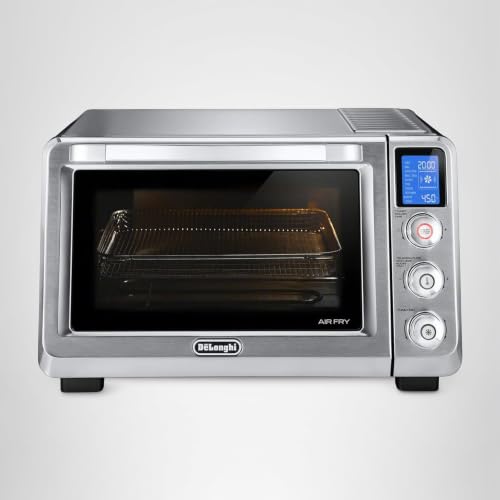 De'Longhi 10-in-1 Digital AirFryer, 24L, True Convection Toaster Oven with Internal Light, Grills, Broils, Bakes, Roasts, Reheats, Preset for Cookie & Pizza, 1800-Watts, Stainless Steel