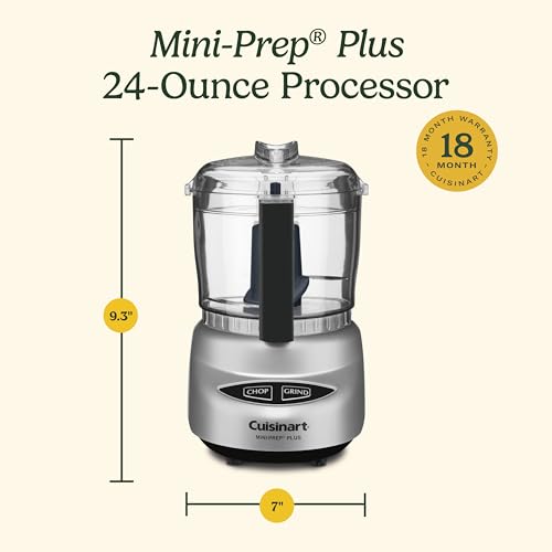 Cuisinart Mini-Prep Plus Food Processor, 3 Cup Mini Food Processor to Chop Herbs, Vegetables, and Hard Cheese, 3 Cup Work Bowl, Reversible Stainless Steel Blade, DLC-2A, White