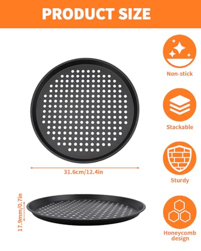 OXDFK 12-Inch Nonstick Pizza Pan with Holes, Perforated Carbon Steel Pizza Tray for Oven, Round Bakeware Pizza Tray for Home Restaurant Kitchen