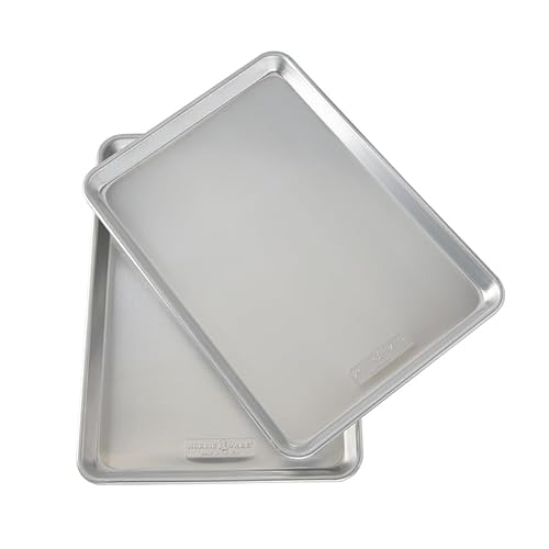 Nordic Ware Naturals Half Sheet Set - USA Made Aluminum Commercial Quality Sheet Pan for Baking or Roasting, Encapsulated Galvanized Steel Rim Prevents Warping, 2pk Half + Lid