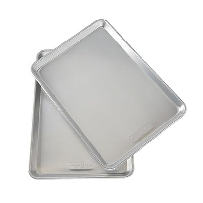 Nordic Ware Naturals Half Sheet Set - USA Made Aluminum Commercial Quality Sheet Pan for Baking or Roasting, Encapsulated Galvanized Steel Rim Prevents Warping, 2pk Half + Lid