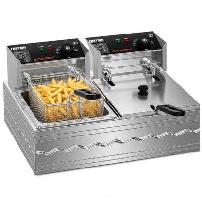 OSTBA Commercial Deep Fryer with Basket, 20.7QT Electric Deep Fryer, 3200W Stainless Steel Oil Fryer with Adjustable Temperature Control, Removable Oil Tank & Lid for Restaurant, Food Truck & Home