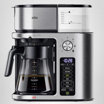 Braun MultiServe Plus 10-Cup Drip Coffee Maker - Hot & Cold Multi-Serve Brewer with Timer and Auto Start, Hot Water Dispenser, Over Ice Function, Stainless Steel & Pod-Free Design, KF9370SI