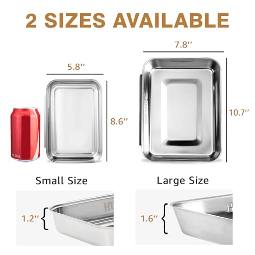 HULISEN Set of 3 Breading Pans, Stainless Steel Breading Set for Marinating Meat, Chicken, Fish, Food Prep Trays, Coating Trays Can Be Used to Baking Cake, Oven Safe