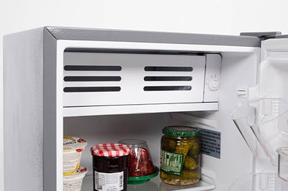 Frigidaire Mini Refrigerator, Compact Freezer Compartment, Adjustable Thermostat Control, Reversible Door, Contemporary Series, 3.2 cu ft, Grey