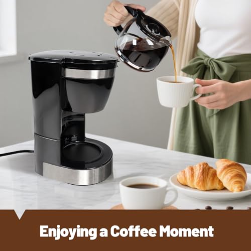 DITOSH 10 Cup Drip Coffee Maker One-Touch Anti-Drip Coffee Machine with Reusable Filter Carafe Auto Keep Warm Plate Spoon Coffee Pot Suitable for Home Use 110V