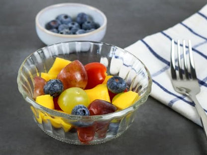 HillSpring Small Glass Bowls for Dessert, Snack, Fruit, or Nuts, 4.5" Textured Bowls Set for Kitchen Prep, 9.5 ounce Capacity Dip Bowls, Portion Control Bowls, Set of 6 (6)