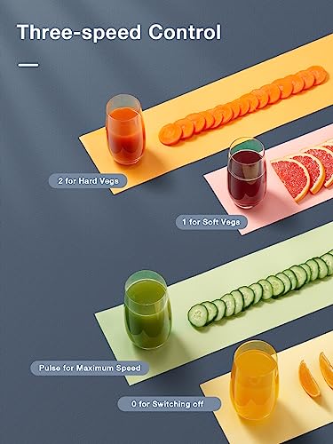 Juicer Machines, Juilist 3" Wide Mouth Juicer Extractor, for Vegetable and Fruit with 3-Speed Setting, 400W Motor, Easy to Clean, Blue