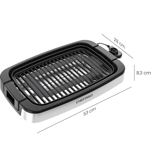 Chefman Smokeless Indoor Electric Grill, Extra Large Grilling Surface, Nonstick Table Top Grill for Indoor Grilling and BBQ with Adjustable Temperature Control, Drip Tray, Dishwasher-Safe Parts