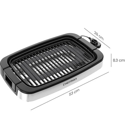 Chefman Smokeless Indoor Electric Grill, Extra Large Grilling Surface, Nonstick Table Top Grill for Indoor Grilling and BBQ with Adjustable Temperature Control, Drip Tray, Dishwasher-Safe Parts