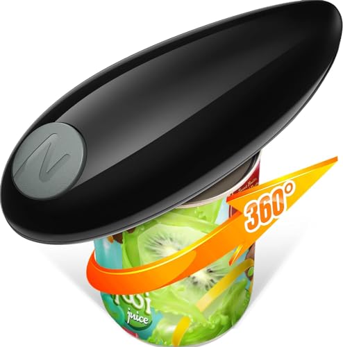Electric Can Opener, One Touch Battery Operated Automatic Can Opener with Smooth Edge, Hands Free Can Openers for Seniors with Arthritis, Kitchen Gadget Fits Most Round Cans, Black