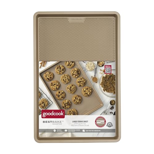 GoodCook BestBake Nonstick Textured Carbon Steel Cookie Sheet, 11" x 17", Large Baking Sheet, Even Heating, Scratch-Resistant, Non-Toxic, Durable, Ideal for Baking and Sheet Pan Dinners