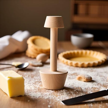 Jinshining Tart Tamper Pastry Tamper Double Side Wooden Egg Tart Tamper Mold DIY Cake Pastry Pusher for Kitchen Party Baking Tools, Pie, Tart and Quiche Pans, 1