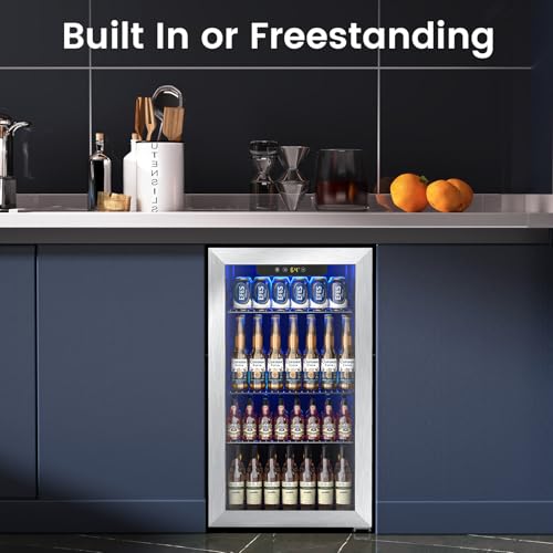 Electactic Mini Fridge 130 Can Beverage Refrigerator Cooler, 3.2 Cu.Ft Drink Fridge forSoda Wine Beer, Digital Temperature Control Cooler for Home, Dorm, Bar