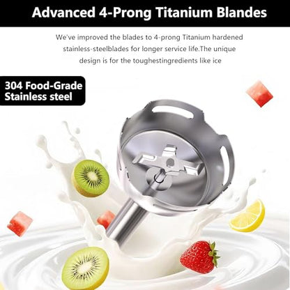 Immersion Blender Handheld for Kitchen, Hand Blender, 12 Speeds & Turbo Mode Electric Stick Hand Mixer for Baby Food, Smoothie, Puree, Soup, Sauces