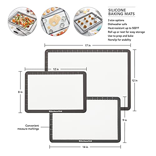 KitchenAid Silicone Medium Baking Mat, 9x14-Inch, Gray