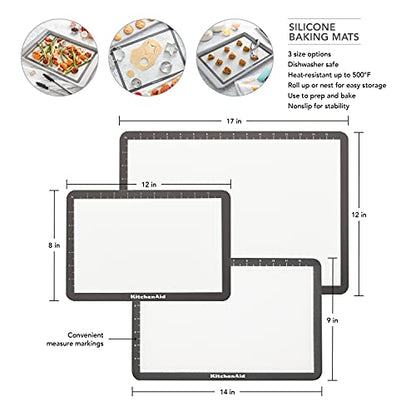 KitchenAid Silicone Medium Baking Mat, 9x14-Inch, Gray