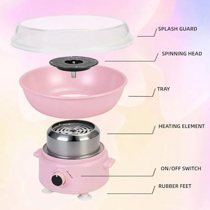 Cotton Candy Maker, Mini Pink Cotton Candy Machine for Weddings, Birthday Parties, Easter, Easy to Clean, Home Use
