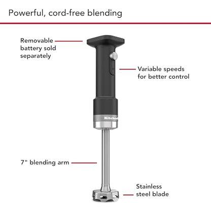 KitchenAid Go Cordless Hand Blender - battery included, KHBRV71, Black Matte