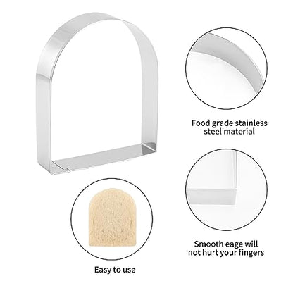 Arched Cookie Cutter Set ANCKNE 4 piece geometric cookie cutter molds - Stainless steel from 2 to 5 inches, Cake Cutters for Kitchen Baking