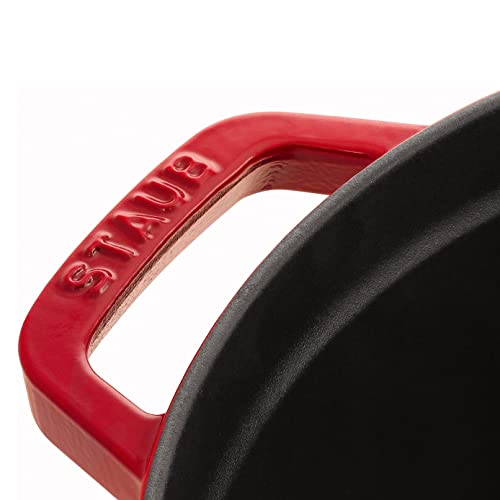 Staub Cast Iron Round Cocotte, Dutch Oven, 4-quart, serves 3-4, Made in France, Cherry