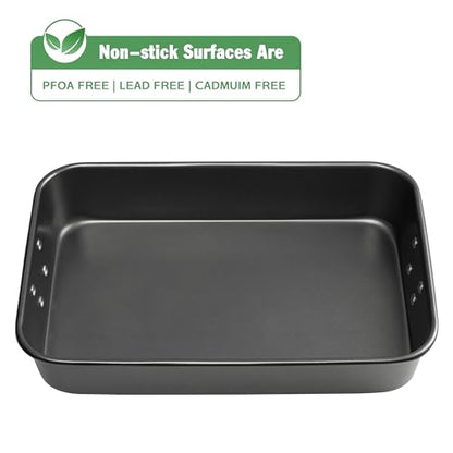 Tiawudi Lasagna Pan with Handles, 15x10x3 Inch Bakeware for Oven, Nonstick Rectangular Roasting Pan, Deep Baking Dish for Cake and Brownie, Heavy Duty