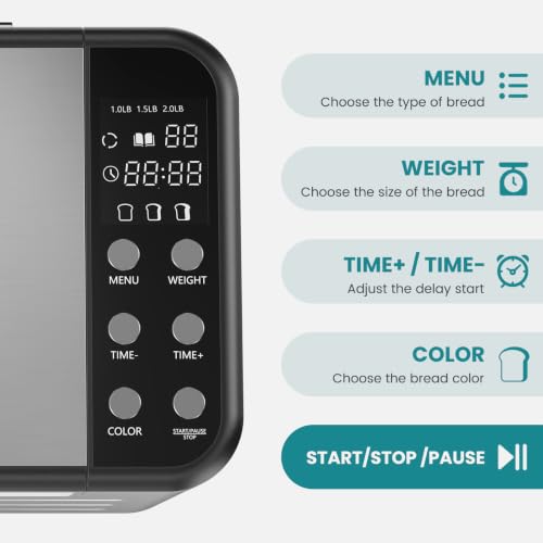 OLIXIS Bread Maker, 21-IN-1 Bread Machine, 2LB Automatic Stainless Steel