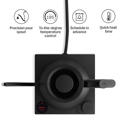 Fellow Stagg EKG Pro Electric Gooseneck Kettle – Precise Temperature Control, Quick Heating, Brew Timer, Scheduling, Stainless Steel, Pour-Over Coffee - 0.9L, Matte Black
