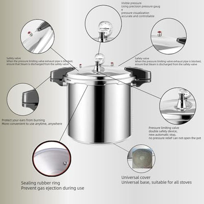 KILOGORGE 24 qt Pressure Canner,Canning Pressure Cooker with Gauge,14.5PSI,Large Capacity Aluminum Pressure Canners for Compatibility Gas and Induction Cooktops