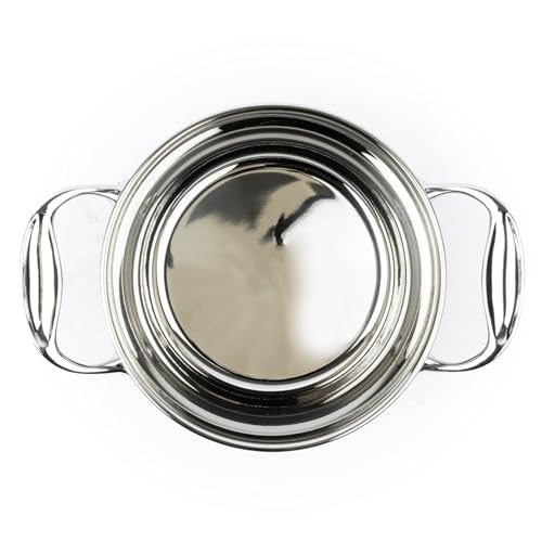 David Burke Splendor Stainless Steel 2-Quart Dutch Oven with Glass Lid, Vented Steam – Side handles, Oven Safe
