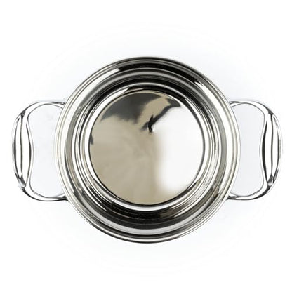 David Burke Splendor Stainless Steel 2-Quart Dutch Oven with Glass Lid, Vented Steam – Side handles, Oven Safe