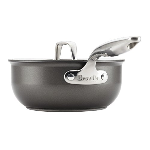 Breville Thermal Pro Hard-Anodized Nonstick 2.5-Quart Covered Saucier, Gray