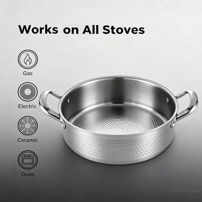 STEHEMO Titanium Hammered Pro Pan, 7QT Saute Pan with Lid, 14 Inch Deep Frying Pan for Cooking, Non-Toxic Skillet, Dishwasher&Oven Safe, Works on All Stoves,7QT