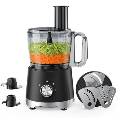 OLIXIS Food Processor 10.5 Cups, 600W Powerful Food processors with 5 Blades, Dishwasher Safe Meat Grinder for Slicing, Shredding, Chopping, Kneading, for Meat, Vegetables, Fruit, Dough