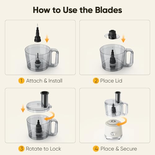 NEWBULIG 10.5 Cups Food Processor, Versatile Food processors with 5 Blades, 600W Powerful Meat Grinder for Slicing, Shredding, Chopping, Kneading, Dishwasher Safe, for Meat, Vegetables, Fruit, Dough
