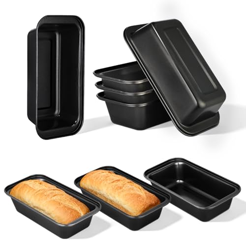 tchrules Bread Pan Set, Non-Stick 9×5 Loaf Pans for Baking Homemade Bread, Sourdough, Brownies, Cake, Carbon Steel, Rectangle Baking Pans (Grey)