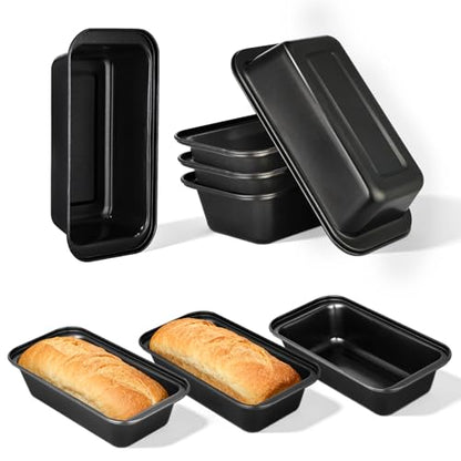 tchrules Bread Pan Set, Non-Stick 9×5 Loaf Pans for Baking Homemade Bread, Sourdough, Brownies, Cake, Carbon Steel, Rectangle Baking Pans (Grey)