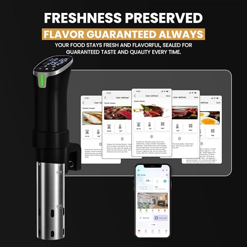 CRUXO 1100W Sous Vide Cooker Kit With App Control, Immersion Circulator, LED Display, Touch Panel, Vacuum Sealer & 10 Sealing Bags | Suvee Sous Vide Machine For Precise Cooking, Smart Thermal Cooker