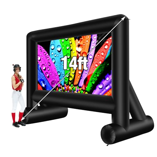 AZXRHWYGS 14 Feet Indoor and Outdoor Inflatable Blow up Mega Movie Projector Screen with Carry Bag for Front and Rear Projection